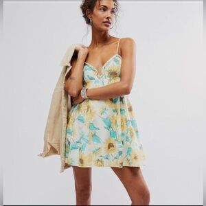 NWT Free People Sunflower Altura Printed Mini Dress